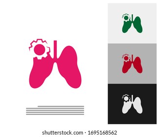 Lungs with Gear Logo Template Design Vector, Emblem, Design Concept, Creative Symbol, Icon