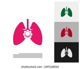 Lungs with Gear Logo Template Design Vector, Emblem, Design Concept, Creative Symbol, Icon