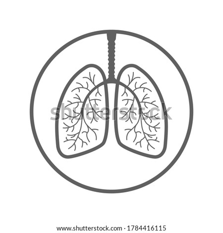 Lungs graphic icon. Human lungs sign in the circle isolated on white background. Respiratory system symbol. Vector illustration