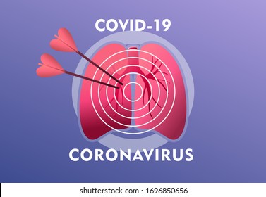 Pulmones a punta de pistola en la zona de riesgo, ilustración conceptual vectorial, objetivo de pancarta, faceta humana afectada por la enfermedad, la tuberculosis, la neumonía, el coronovirus