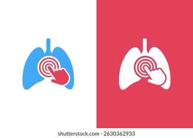 Pulmões e e e mão clique em combinação de logotipo. Modelo de design de logotipos e pulmões humanos.