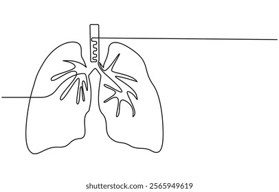Lungs Hand drawn icon continuous line drawing. Human organs Creative abstract art background, Single continuous line art of lungs. Lungs human organ one line illustration