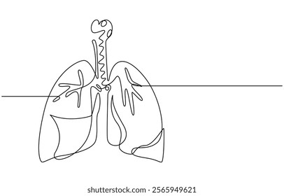 Lungs Hand drawn icon continuous line drawing. Human organs Creative abstract art background, Single continuous line art of lungs. Lungs human organ one line illustration