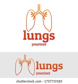 diseño del logo dibujado a mano por pulmones. color de degradado