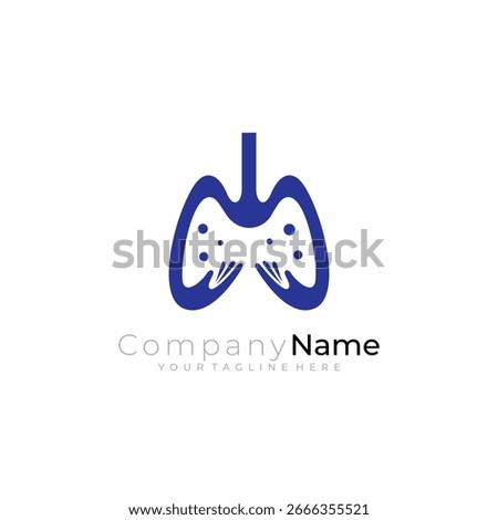 lungs and hand logo concept with flat style in blue color