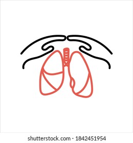 Lungs in hands. Icon isolated. Vector medical illustration.