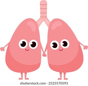 Lungs with happy faces. Healthy human organ anatomy isolated on white background