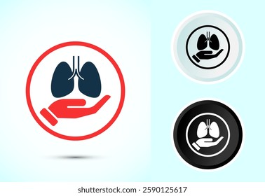 Lungs health care icon design illustration. Healthcare and medical icon sign, Color black and white