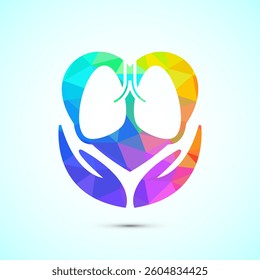 Lungs health care icon design illustration. Healthcare and medical icon sign. low poly style
