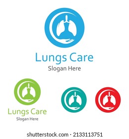 Lungs health and lungs care logo vector design,lungs logo template.
