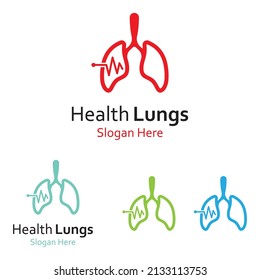 Lungs health and lungs care logo vector design,lungs logo template.