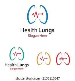 Lungs health and lungs care logo vector design,lungs logo template.