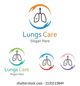 Lungs health and lungs care logo vector design,lungs logo template.