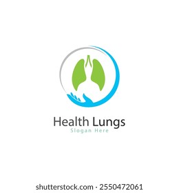 lungs health and lungs care logo vector design lungs logo template