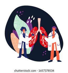 Lungs health check flat vector abstract illustration