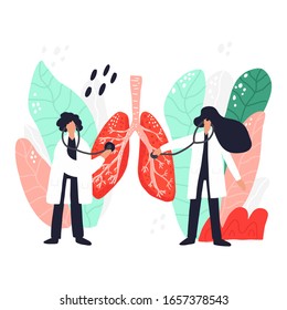 Lungs health check flat vector abstract illustration