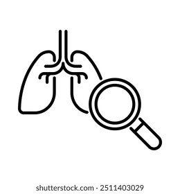 Ícone de verificação de integridade dos pulmões. Estilo da estrutura de tópicos. Vetor. Isolar no fundo branco.
