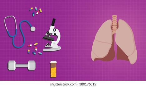 lungs healthy concept with medicine medical record science vector illustrat