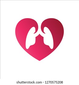 Lungs hearth logo, Lungs care vector logo