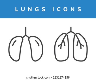Lungs human body line icons set. Usable for hospital, education and healthy industry.