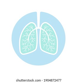 Lungs human graphic icon. Human lungs sign in the circle isolated on white background. Vector illustration