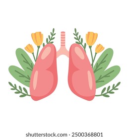 lungs human green leaves clean air isolated