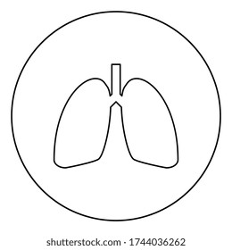 Lungs human icon in circle round outline black color vector illustration flat style image