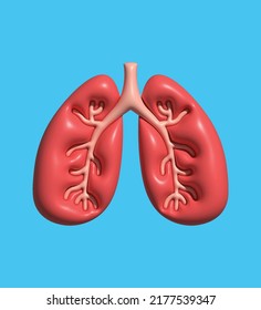 Lungs Human Internal Organ 3d Render Vector Illustration. Covid-19. Human Lungs 3d. Sars Disease, Coronaviruses In The Lung. The Coronavirus Causes The Severe Illness SARS. Pulmonary Hypertension. 