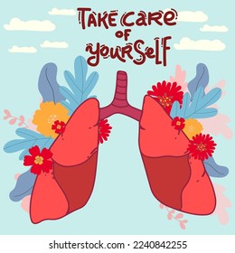 Lungs Human Internal Organ Isolated White Background With Gradient Mesh, Vector Illustration0