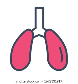 lungs human organ half line and color style icon vector illustration design
