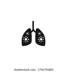 Lungs icon. Black filled vector illustration. Lungs symbol on white background.
