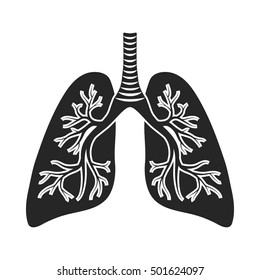 Lungs icon in black style isolated on white background. Organs symbol stock vector illustration.