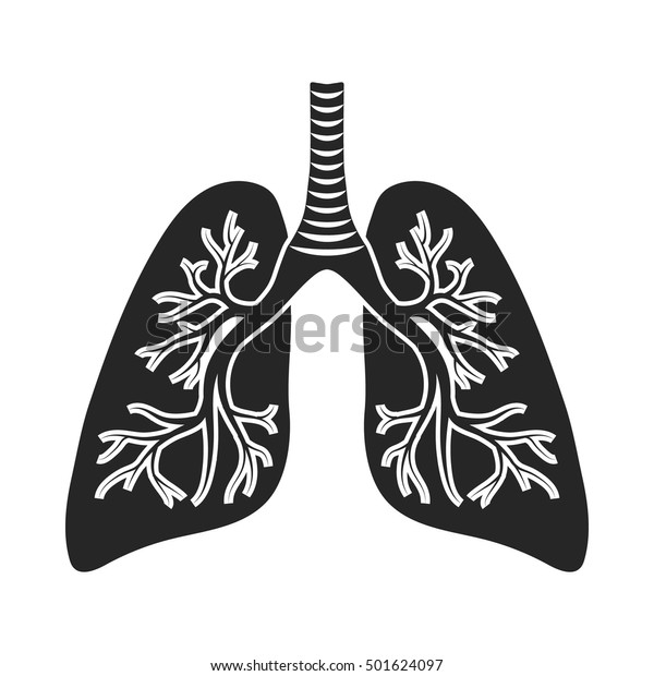 Lungs Icon Black Style Isolated On Stock Vector (Royalty Free ...