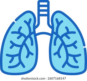 Lungs Icon Blue Vector Illustration