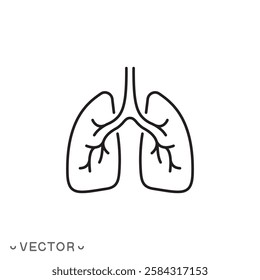 lungs icon, breath, human internal organ, pulmonary clinic, thin line symbol concept isolated on white background, editable stroke eps 10 vector illustration