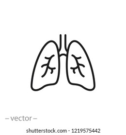 lungs icon, breath linear sign on white background - editable vector illustration eps10