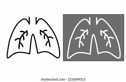 lungs icon, breath linear sign on white background
