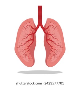 Icono de pulmones, concepto de estilo plano. Órganos internos del elemento de diseño humano, logotipo. Anatomía, concepto de medicina. Ilustración del vector de cuidado de la salud