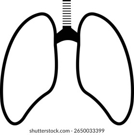 Diseño de icono de pulmones con trazo editable. Línea, Sólido, Línea Plana y. Conveniente para la página del Web, Vector de línea detallado del sistema respiratorio humano que representa y conciencia de la salud en fondo transparente