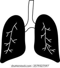 Lungs icon design. Lungs icon in trendy silhouette style design. Vector illustration.