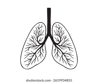 lungs icon doodle hand drawn. Outline lungs line drawing clipart symbol. Vector illustration