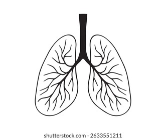 lungs icon doodle hand drawn. Outline lungs line drawing clipart symbol. Vector illustration