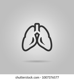 Lungs icon flat.