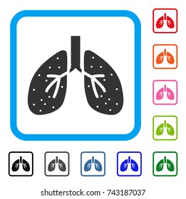 Lungs icon. Flat gray pictogram symbol in a light blue rounded rectangle. Black, gray, green, blue, red, orange color additional versions of Lungs vector. Designed for web and app interfaces.