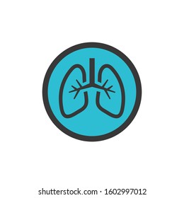 Lungs icon flat. Medicine button. Stock vector illustration isolated on white background.