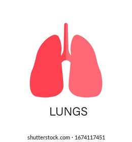Lungs icon in flat style. Human lungs, vector. Human organs. Vector.