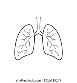 Lungs icon, flat style. Internal organs of the human design element, logo. Anatomy, medicine concept. Healthcare. Isolated on white background. Vector illustration