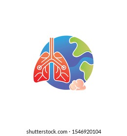 Lungs icon, flat style. Internal organs of the human design element, logo. Anatomy, medicine concept. Healthcare. Isolated on white background. Vector illustration