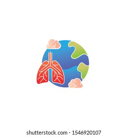 Lungs icon, flat style. Internal organs of the human design element, logo. Anatomy, medicine concept. Healthcare. Isolated on white background. Vector illustration