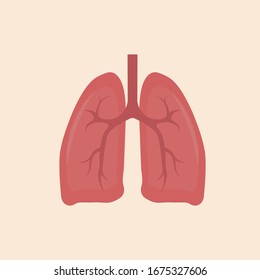 Lungs icon, flat style. Internal organs of the human design element, logo. Anatomy, medicine concept. Healthcare.Vector illustration.